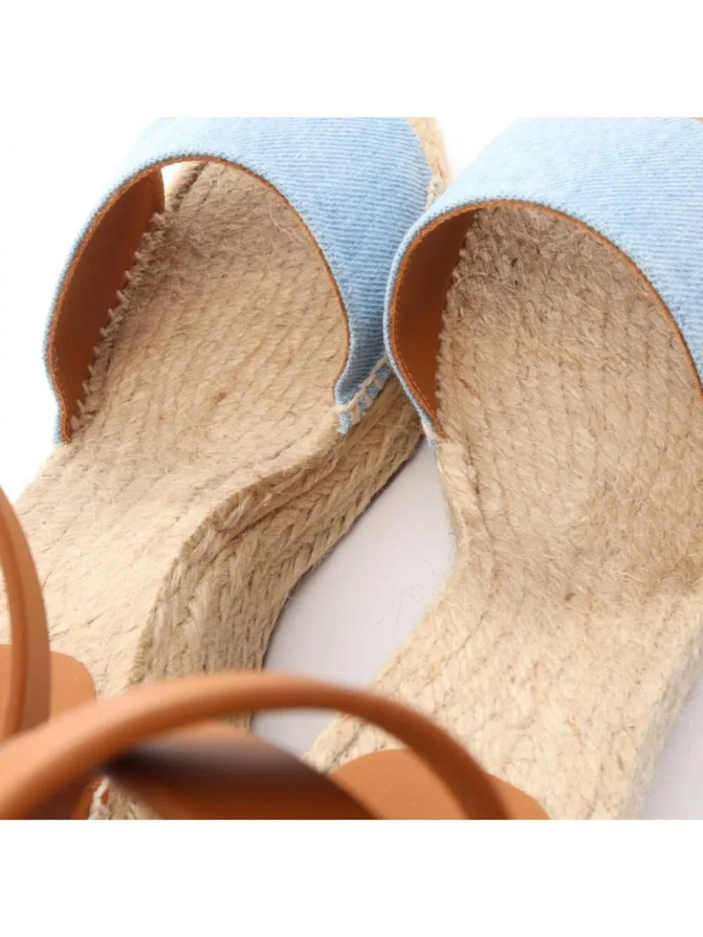 Hermes Sandals Tipoli Espadrilles Wedge Sole Denim Leather Shoes